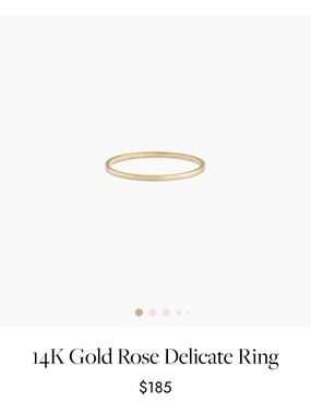 NWT Gorjana Slim 14K Gold Rose Stacking Ring - 7